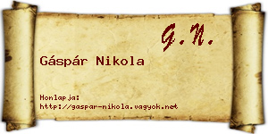 Gáspár Nikola névjegykártya